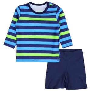 Aquarti Baby Jungen Bade-Set Zweiteiliger Badeanzug T-Shirt Hose grün/blau