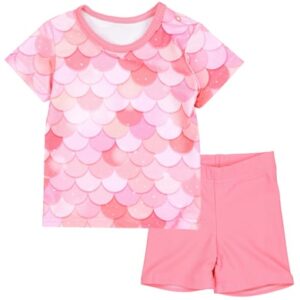 Aquarti Baby Mädchen Zweiteiler Badeanzug Bade-Set Bade T-Shirt Badehose apricot