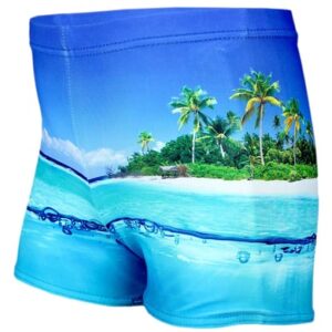 Aquarti Jungen Badehose Gestreift mit Motiven blau