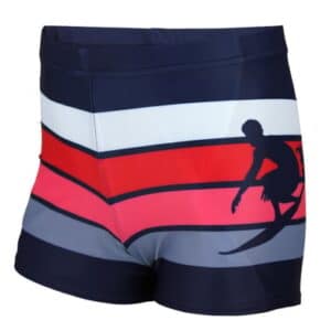 Aquarti Jungen Badehose Gestreift mit Motiven rot/weiß