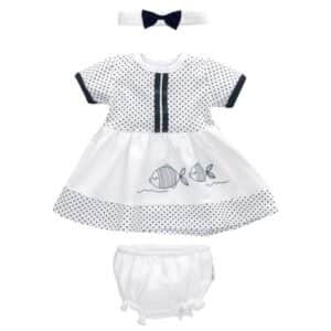 Baby Sweets 3tlg Set Kleid + Shorts + Mütze Lieblingsstücke Kleider weiß navy