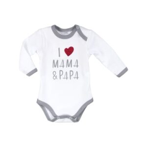 Baby Sweets Body Langarm I love Mama & Papa weiß grau