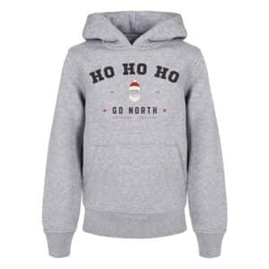 F4NT4STIC Basic Kids Hoodie Ho Ho Ho Santa Claus Weihnachten heathergrey