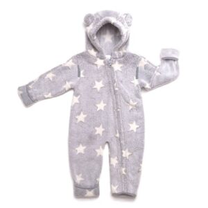 Hoppediz Overall Fleece-Overall mit Umschlagbündchen grau-creme