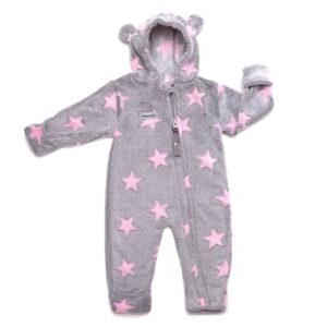 Hoppediz Overall Fleece-Overall mit Umschlagbündchen grau-rosé