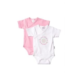 Liliput 2er-Pack Kurzarm-Wickelbody Nature Baby weiß/rosa