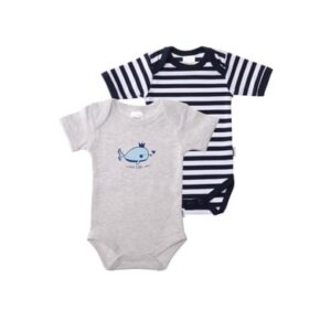 Liliput Baby-Bodies im Doppelpack Wal grau-melange/ marine gestreift