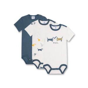 Sanetta Body 3er-Pack Offwhite/Blau Dackel