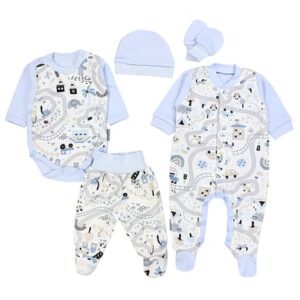TupTam Baby Bekleidung Set Jungen Langarm Neugeborene 5 tlg grau/hellblau