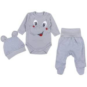 TupTam Baby Bekleidungsset Langarmbody Hose Mütze3 teilig grau