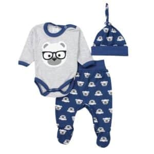 TupTam Baby Body Strampelhose Mütze Bekleidungsset blau/grau