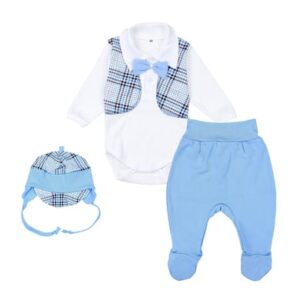TupTam Baby Body Strampelhose Mütze Bekleidungsset blau/weiß