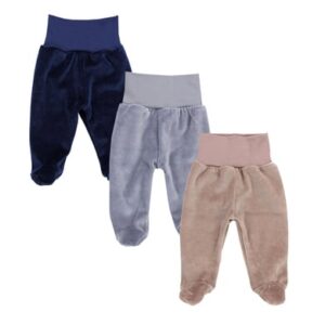 TupTam Baby Jungen Hose mit Fuß 3er Pack Nicki beige/grau