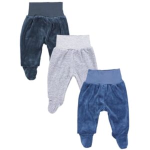 TupTam Baby Jungen Hose mit Fuß 3er Pack Nicki blau/grau