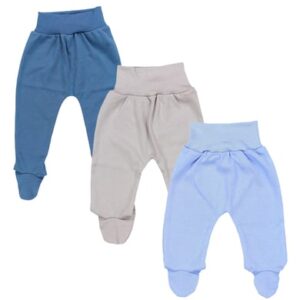 TupTam Baby Jungen Strampelhose mit Fuß 3er Pack creme/hellblau