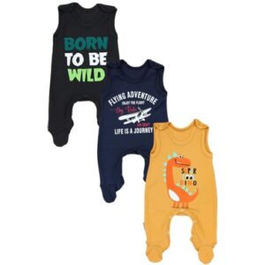 TupTam Baby Jungen Strampler mit Aufdruck Spruch 3er Pack gelb