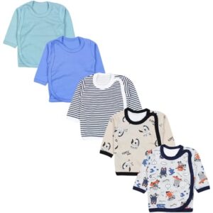 TupTam Baby Jungen Wickelshirt Langarm 5er Set beige/blau