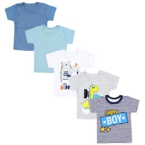 TupTam Baby Kurzarm T-Shirt 5er Set grau/hellblau
