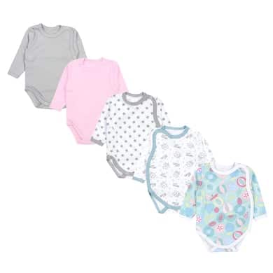 TupTam Baby Langarm Wickelbody 5er Pack rosa/grün