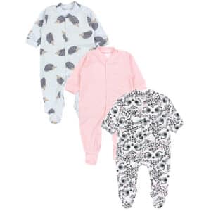 TupTam Baby Mädchen Schlafstrampler mit Fuß 3er Pack rosa