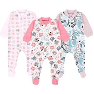 TupTam Baby Unisex Schlafstrampler mit Fuß 3er Pack koralle