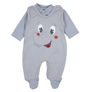 TupTam Baby Unisex Strampler-Set mit Aufdruck Spruch 2-tlg grau-kombi