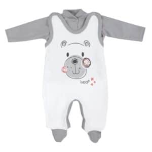 TupTam Baby Unisex Strampler-Set mit Aufdruck Spruch 2-tlg weiß/grau