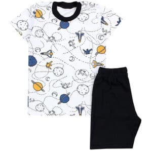 TupTam Kinder Jungen Pyjama Set Kurzarm 2-teilig Sommer schwarz/weiß