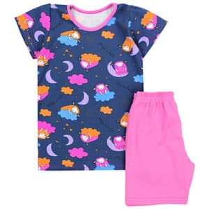 TupTam Kinder Mädchen Kurzarm Pyjama Set 2-teilig dunkelblau