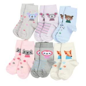 TupTam Kinder Socken Mädchen Jungen Bunt Gemustert 6er Pack beige/rosa