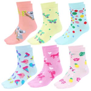 TupTam Kinder Socken Mädchen Jungen Bunt Gemustert 6er Pack blau/gelb