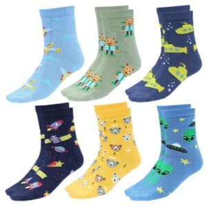 TupTam Kinder Socken Mädchen Jungen Bunt Gemustert 6er Pack grün/gelb