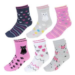 TupTam Kinder Socken Mädchen Jungen Bunt Gemustert 6er Pack rosa/grau