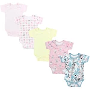 TupTam Mädchen Baby Body Kurzarm 5er Pack rosa/gelb