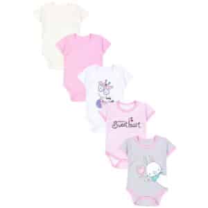 TupTam Mädchen Baby Body Kurzarm 5er Pack rosa/natur