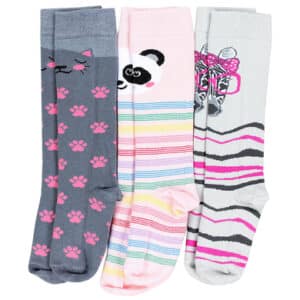 TupTam Mädchen Knielange Socken Gemustert 3er Pack grau/rosa