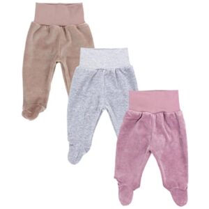 TupTam Mädchen Nicki Baby-Hose mit Fuß 3er Pack beige/rosa