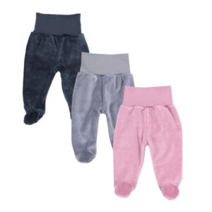 TupTam Mädchen Nicki Baby-Hose mit Fuß 3er Pack rosa/grau