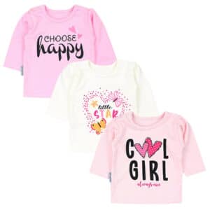 TupTam Unisex Baby Langarmshirt mit Spruch Aufdruck 3er Set rosa