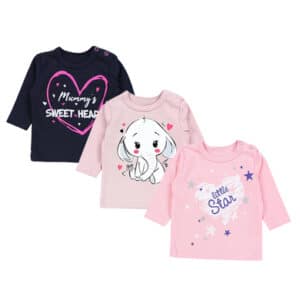 TupTam Unisex Baby Langarmshirt mit Spruch Aufdruck 3er Set rosa-kombi