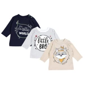 TupTam Unisex Baby Langarmshirt mit Spruch Aufdruck 3er Set schwarz