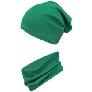 TupTam Unisex Kinder Beanie Mütze Schlauchschal Set dunkelgrün