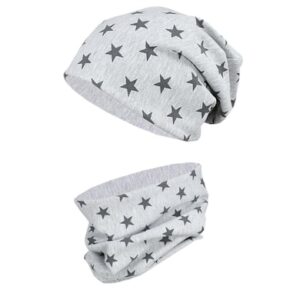 TupTam Unisex Kinder Beanie Mütze Schlauchschal Set grau