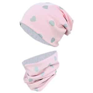 TupTam Unisex Kinder Beanie Mütze Schlauchschal Set rosa/grau