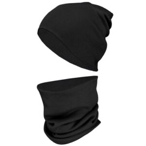 TupTam Unisex Kinder Beanie Mütze Schlauchschal Set schwarz Modell 1