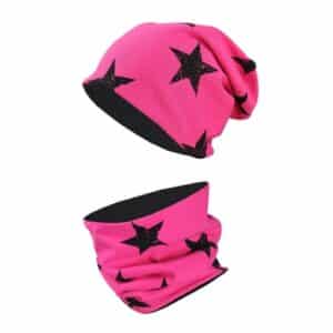 TupTam Unisex Kinder Beanie Mütze Schlauchschal Set schwarz/pink