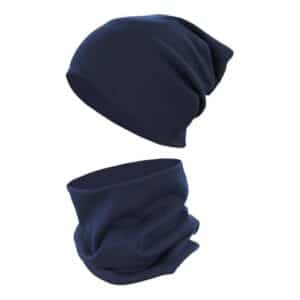 TupTam Unisex Kinder Beanie Mütze Schlauchschal Set black denim