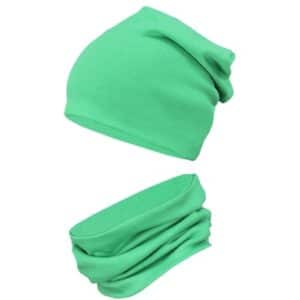 TupTam Unisex Kinder Beanie Mütze Schlauchschal Set grün Modell 1