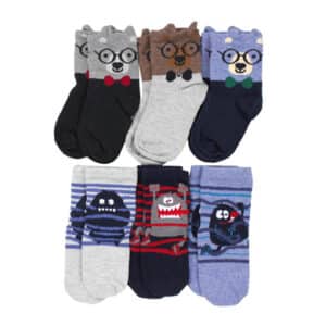 TupTam Kinder Socken Mädchen Jungen Bunt Gemustert 6er Pack blau/braun