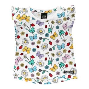 Villervalla Shirt Kurzarm Flower weiß